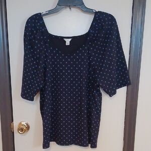 Cato Black and Blue Polka Dot Blouse